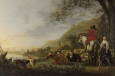 londongallery/aelbert cuyp - a hilly landscape with figures